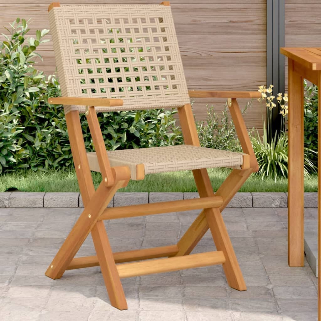 VidaXL Tuinstoelen Set 2x Acaciahout & Poly rattan Beige 61% Korting