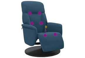 Verstelbare Massagestoel Blauw Fluweel met Voetensteun - 35% Korting