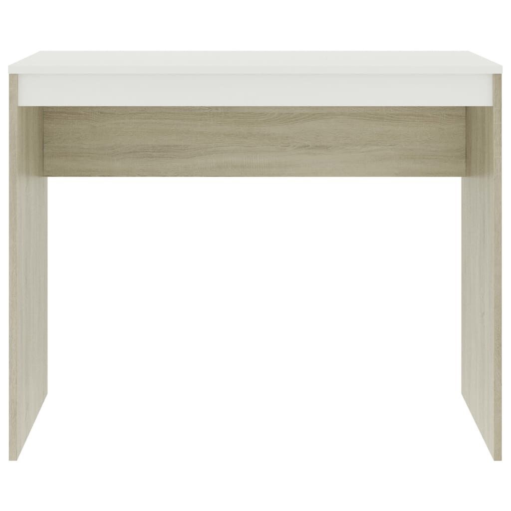 Bureau 90x40x72 cm - Bewerkt Hout Wit & Sonoma Eiken - 59% Korting