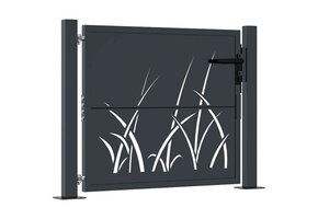 Antraciet stalen tuipoort 105x105 cm met grasdesign - 47% korting