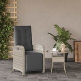 Verstelbare Lichtgrijze Poly Rattan Tuinstoel met Voetensteun - 73% Korting!