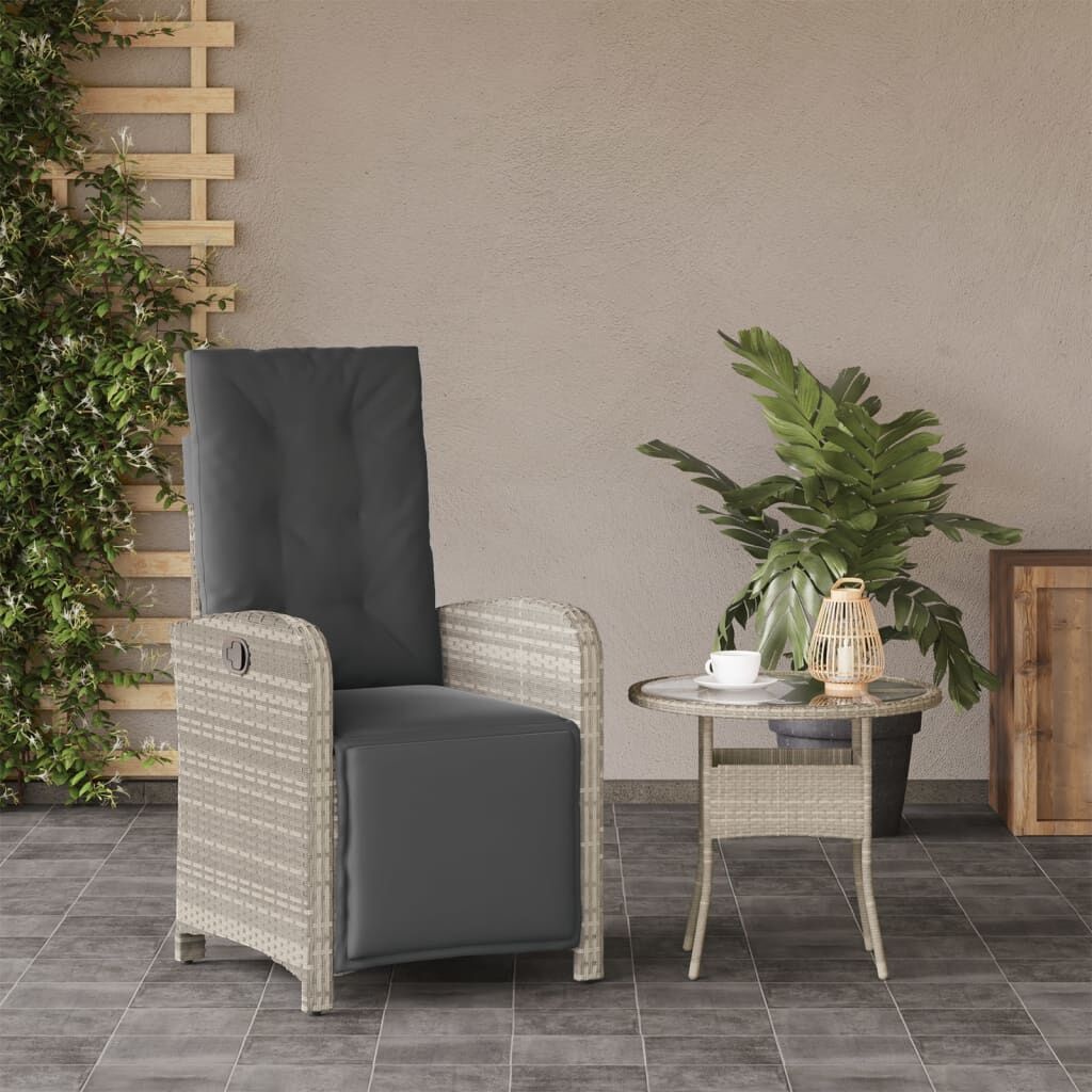 Verstelbare Lichtgrijze Poly Rattan Tuinstoel met Voetensteun - 73% Korting!