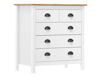 vidaXL Dressoir Hill Grenenhout Wit Met 5 Lades - 35% Korting
