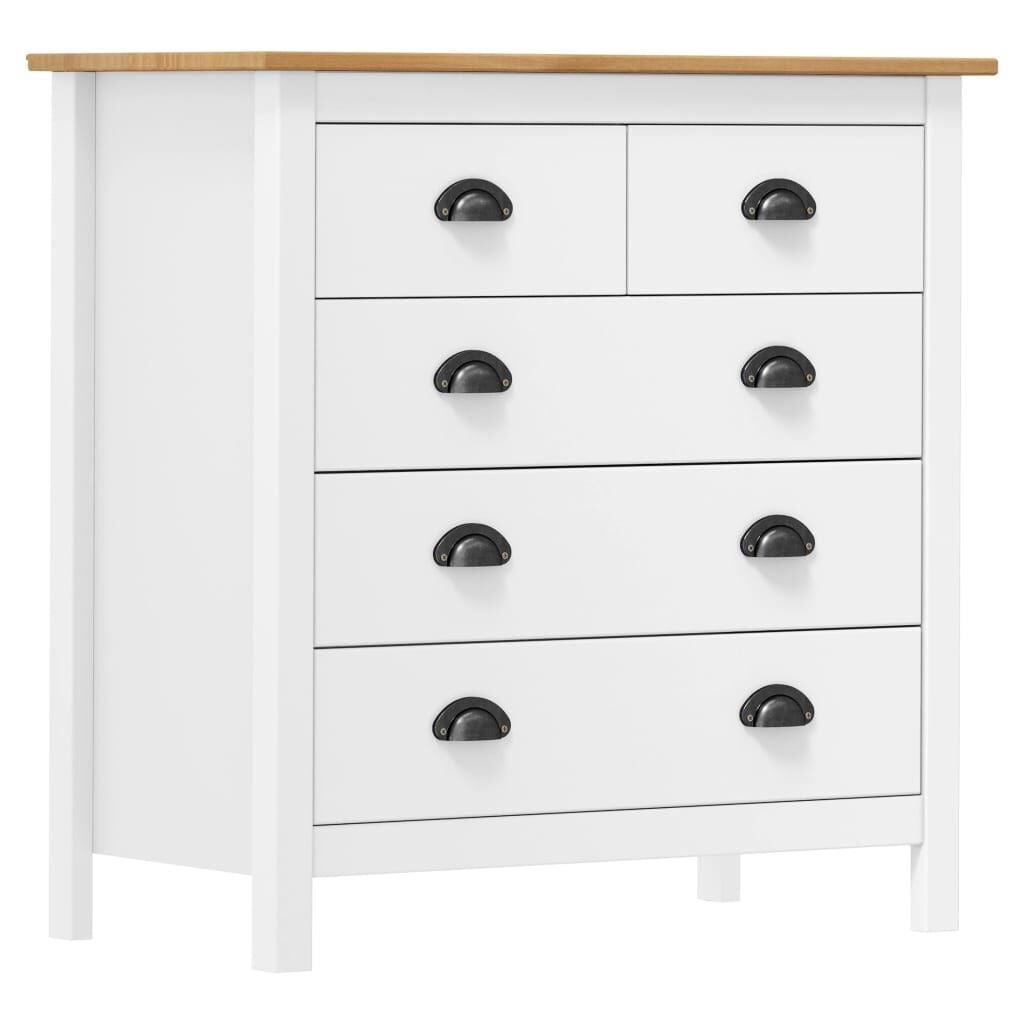 vidaXL Dressoir Hill Grenenhout Wit Met 5 Lades - 35% Korting