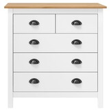 vidaXL Dressoir Hill Grenenhout Wit Met 5 Lades - 35% Korting