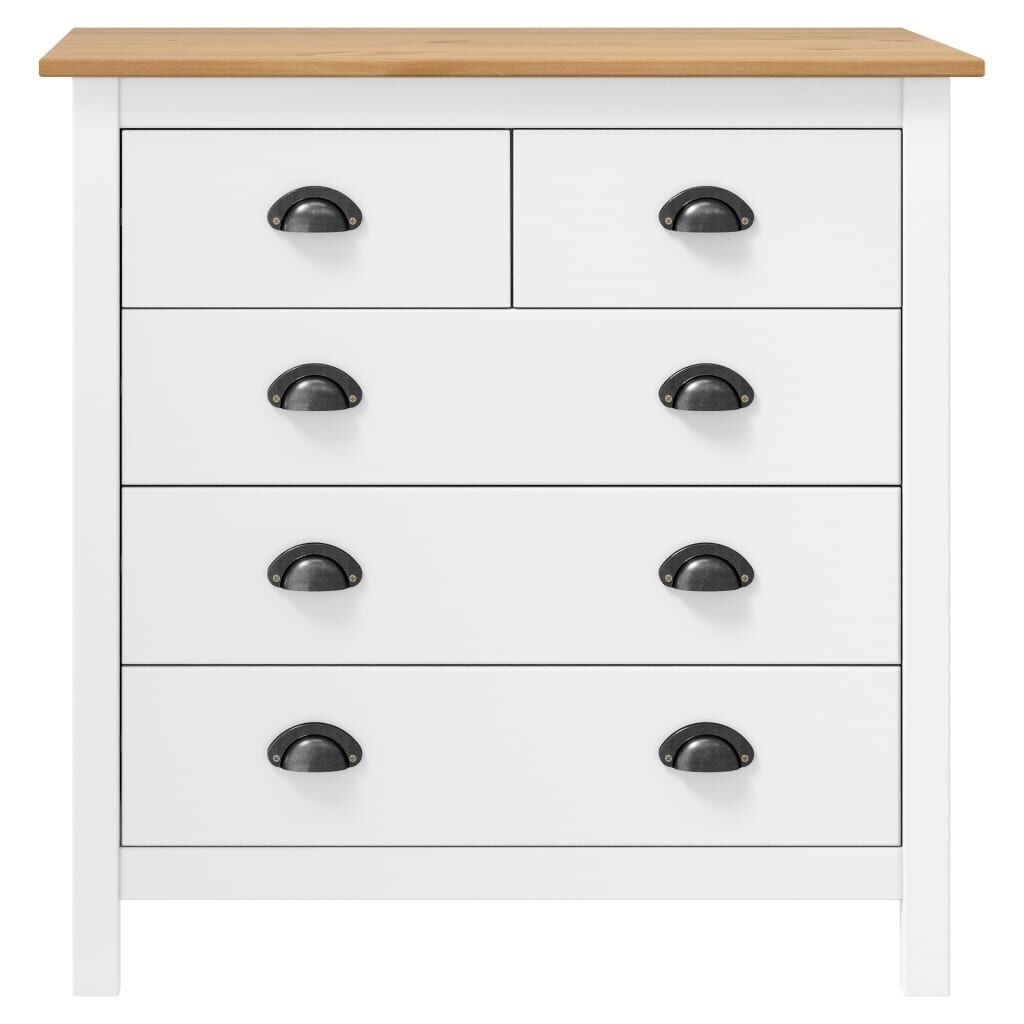 vidaXL Dressoir Hill Grenenhout Wit Met 5 Lades - 35% Korting