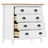 vidaXL Dressoir Hill Grenenhout Wit Met 5 Lades - 35% Korting