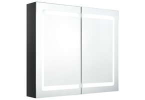 Badkamerkast met spiegel & LED - Glanzend Zwart - 80x12x68 cm - 35% Korting