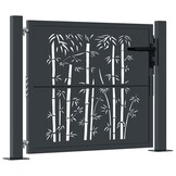 Stalen Poort met Bamboe-Look 100x75 cm Antraciet - 47% Korting