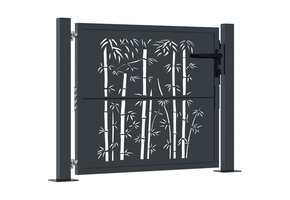 Stalen Poort met Bamboe-Look 100x75 cm Antraciet - 47% Korting