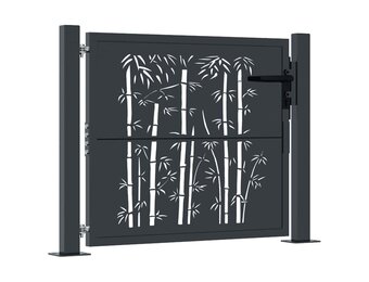 Stalen Poort met Bamboe-Look 100x75 cm Antraciet - 47% Korting