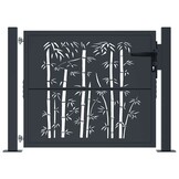 Stalen Poort met Bamboe-Look 100x75 cm Antraciet - 47% Korting