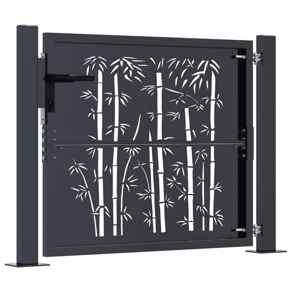 Stalen Poort met Bamboe-Look 100x75 cm Antraciet - 47% Korting