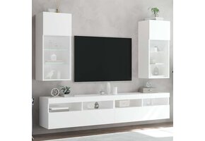 TV-meubel met LED-verlichting, 2 stuks, Wit - 35% Korting