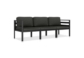 VidaXL 3-delige Loungeset met Kussens - Aluminium Antraciet - 35% Korting