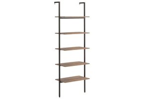 Ladderrek met 5 schappen, 64x35x185 cm - Donkerbruin/Zwart (46% korting)