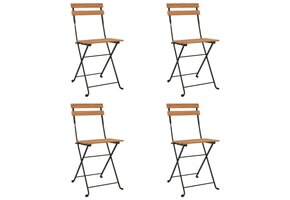 vidaXL Bistrostoelen 4x Inklapbaar Teakhout & Staal - 63% Korting
