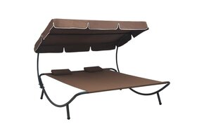 VidaXL Loungeset met Luifel & Kussens Bruin - 34% Korting