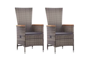 VidaXL Tuinstoelen 2 st. met kussens, Poly Rattan Grijs (47% Korting)