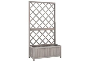 Houten Plantenbak met Latwerk, 70x30x135 cm, Grijs - 45% Korting