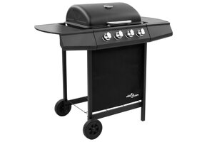 VidaXL Gasbarbecue met 4 Branders, Zwart - 35% Korting