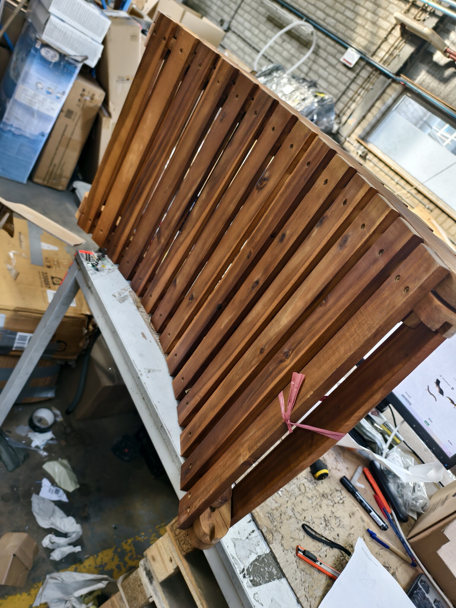 Massief Acacia Houten Ligstoel met Kussen - Donkergrijs - 59% Korting