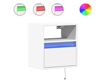 vidaXL Nachtkastjes met LED 2 stuks Wandmontage Wit - 62% Korting
