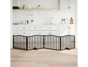 VidaXL Hondenhek Inklapbaar 4 Panelen 320cm Populierenhout Zwart - 54% Korting