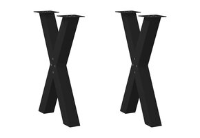 VidaXL Eettafelpoten X-vormig 2 stuks Zwart Staal (34% korting)