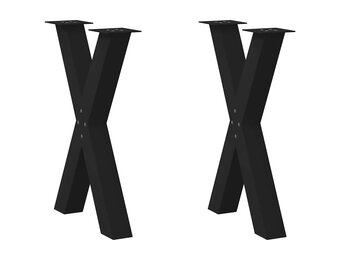 VidaXL Eettafelpoten X-vormig 2 stuks Zwart Staal (34% korting)