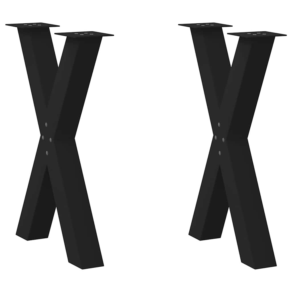 VidaXL Eettafelpoten X-vormig 2 stuks Zwart Staal (34% korting)