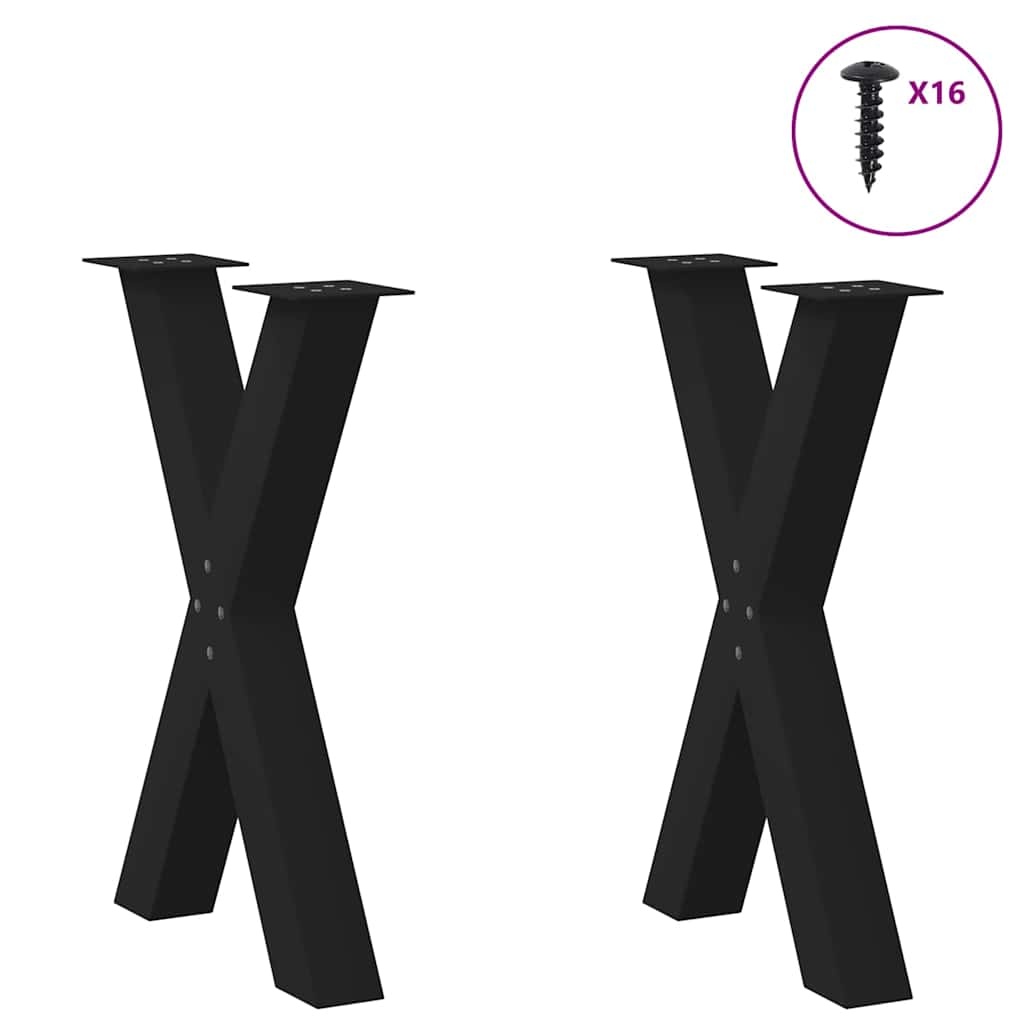 VidaXL Eettafelpoten X-vormig 2 stuks Zwart Staal (34% korting)