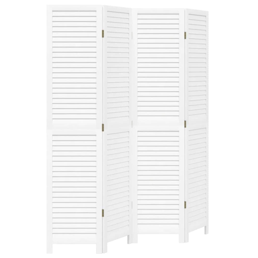 Kamerscherm 4 Panel Hout Wit - 47% Korting