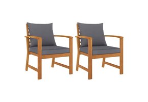 VidaXL Tuinstoelen 2 st. Massief Acaciahout met Kussen (47% Korting)