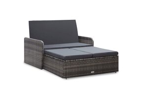 vidaXL Loungeset Poly Rattan Grijs met Kussens - 35% Korting