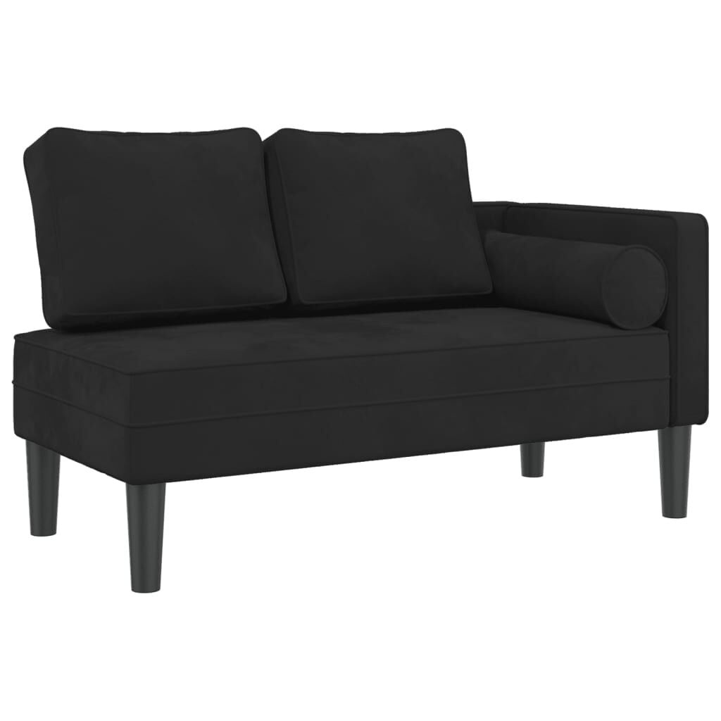 VidaXL Fluweel Zwart Chaise Longue met Kussens - 30% Korting
