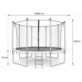 Ronde trampoline 366 cm Blauw/Zwart met Net & Ladder - 35% Korting