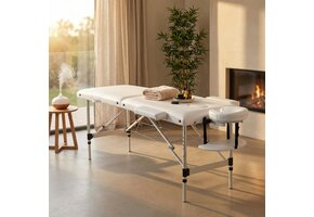Inklapbare Massagetafel Aluminium Wit 185x70cm PVC Lederen Bekleding | 34% Korting