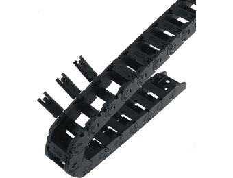 Open Sleepketting Kabelgoot voor 3D-printers & CNC-machines | Binnenmaat 10x15mm | Lengte 1000mm | Versterkt Nylon | Buigradius R18 | Eindconnector
