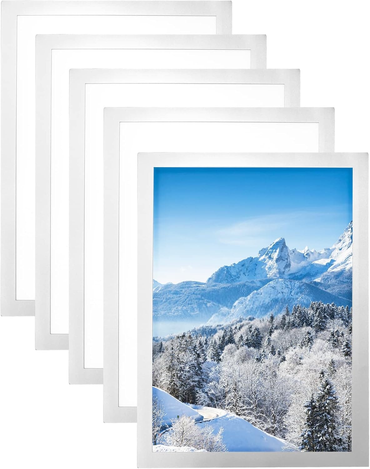 QWORK Magnetische Documenthouders A4 - 5 Stuks - Zilver