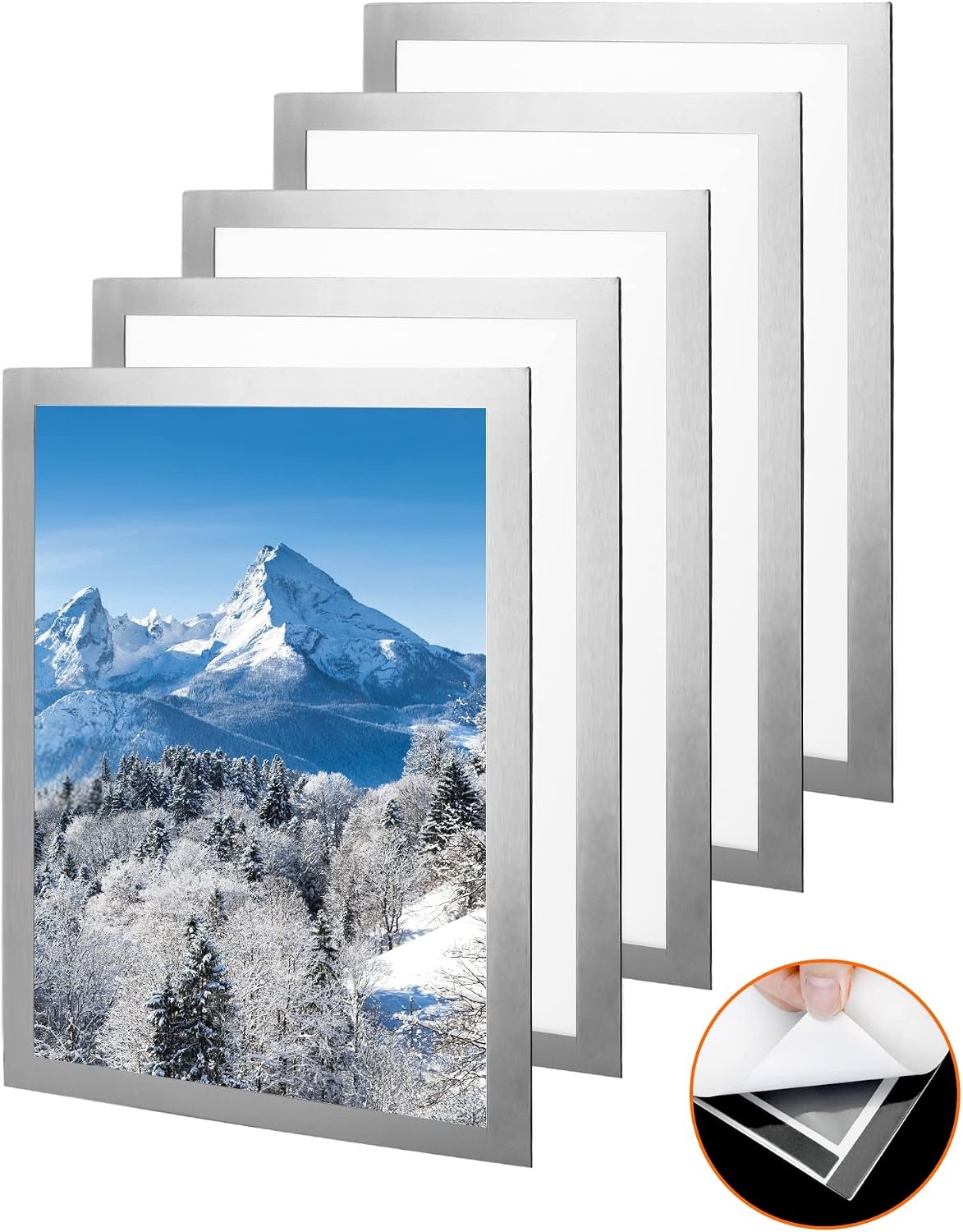QWORK Magnetische Documenthouders A4 - 5 Stuks - Zilver