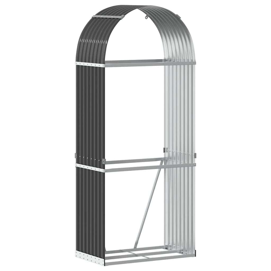 vidaXL Haardhoutopslag 80x45x190 cm gegalvaniseerd staal antraciet