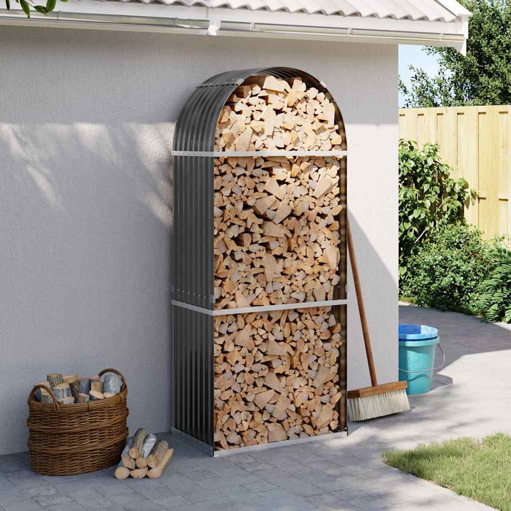 vidaXL Haardhoutopslag 80x45x190 cm gegalvaniseerd staal antraciet