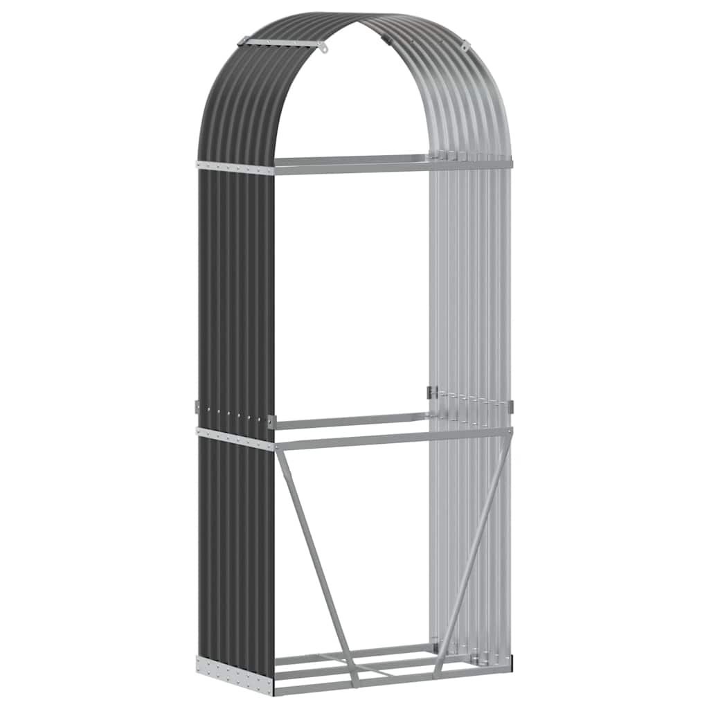 vidaXL Haardhoutopslag 80x45x190 cm gegalvaniseerd staal antraciet