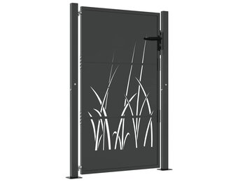 vidaXL Poort 105x130 cm met grasontwerp staal antracietkleurig