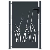 vidaXL Poort 105x130 cm met grasontwerp staal antracietkleurig