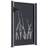 vidaXL Poort 105x130 cm met grasontwerp staal antracietkleurig