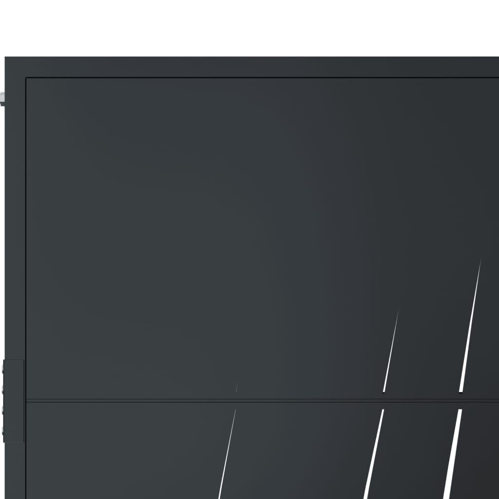 vidaXL Poort 105x130 cm met grasontwerp staal antracietkleurig