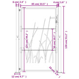 vidaXL Poort 105x130 cm met grasontwerp staal antracietkleurig