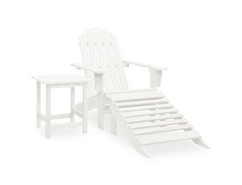 vidaXL Tuinstoel Adirondack met voetenbank tafel massief vurenhout wit
